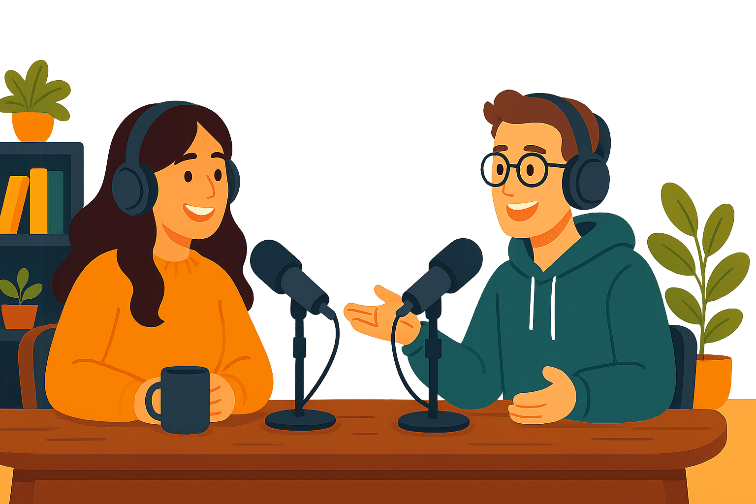 Kiora and Ethan recording the podcast